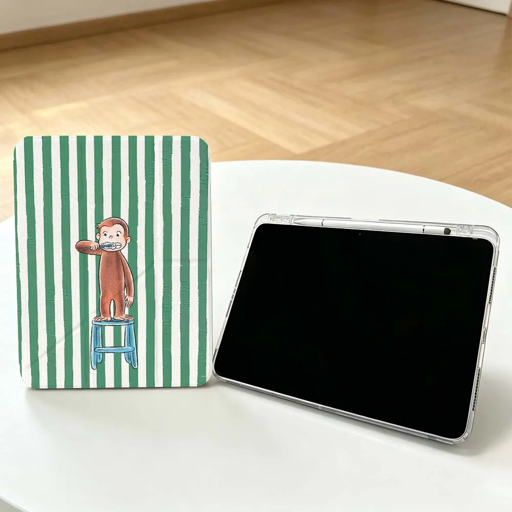 Cartoon Curious George Brushing For Apple iPad Air A16 4 12th 11th 10th 7th 11 12.9 13 10.5 inch Gen 3Y Tablet Case Soft