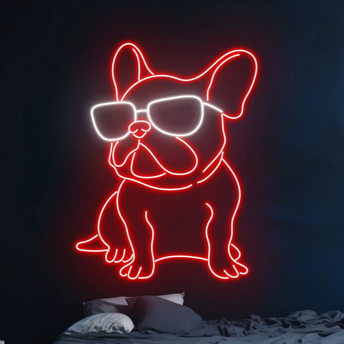 Bulldog In Glasses Neon Sign Home Wall Art Decor