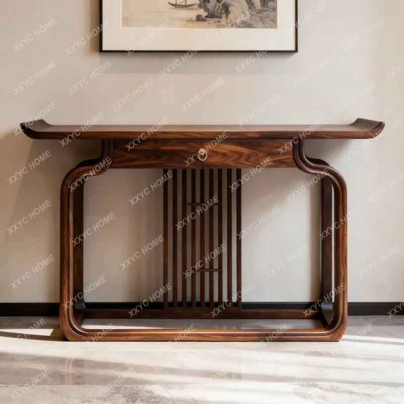 New chinoiserie console table entrance hall altar black walnut wood aisle end scene platform zen style aesthetic furniture