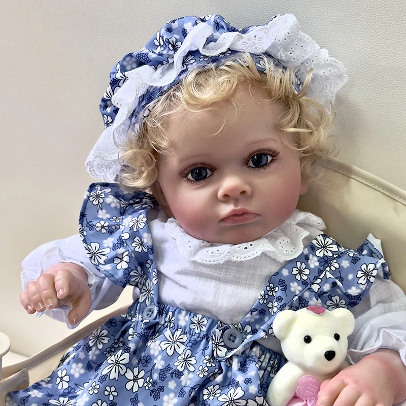 Muñecas para niños pequeños de 60CM, Tutti con pelo rubio, realistas, de la vida Real, para niñas pequeñas, piel pintada en 3D, venas visibles, bebe Reborn