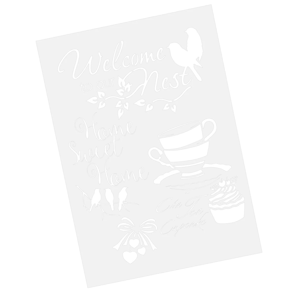 

DIY Craft Layering Stencils Hollow Plastic Painting Stencils DIY Drawing Mould Tea Cup Design (White)