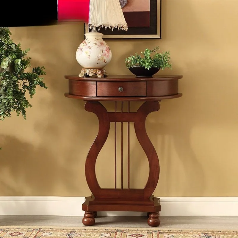 Solid wood small entrance Entry entrance cabinet Semi-round  entrance table Living room wall table