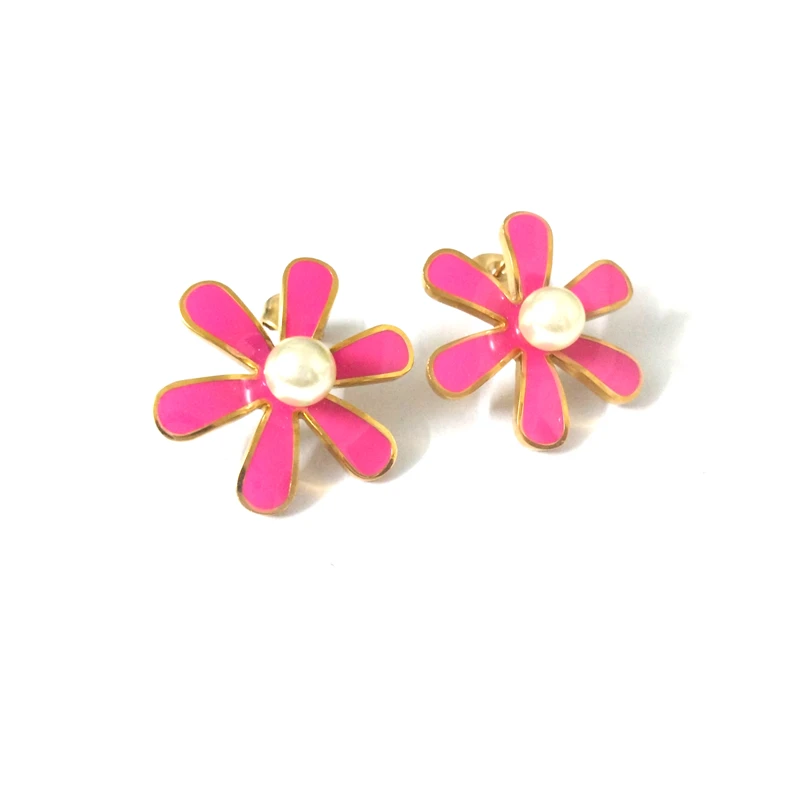 FairLadyHood Women Fashion Beautiful Flower Earrings Sunny Flower Stainless Steel Earrings For Women Bohemia Jewelry