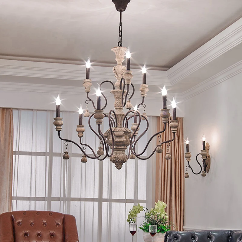 

Vintage Black Resin Chandelier Wrought Iron Home Lighting Fixtures For Living Room Lndustrial Metal Rustic Pendant Lamp Modern