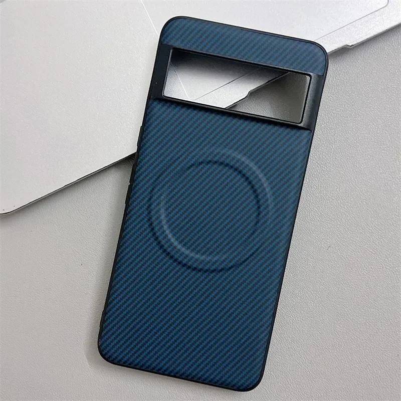 Textura de fibra carbono à prova de choque caso telefone para google pixel 9 xl 8 7 6 pro 5a magnético para magsafe carga sem fio capa