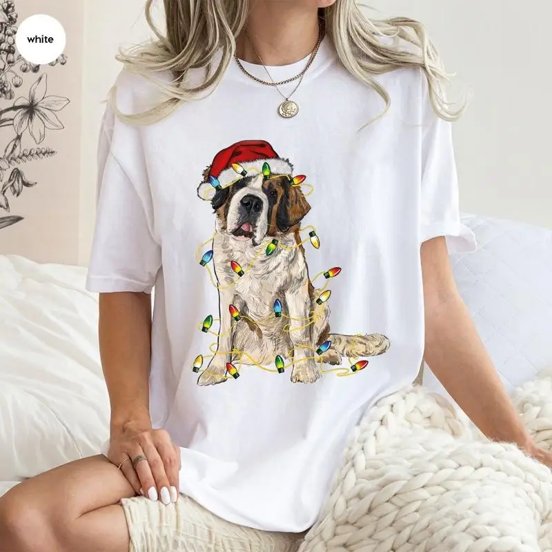 Weihnachts-Hunde-T-Shirt, süß für Liebhaber, St. Bernard Mom Merry