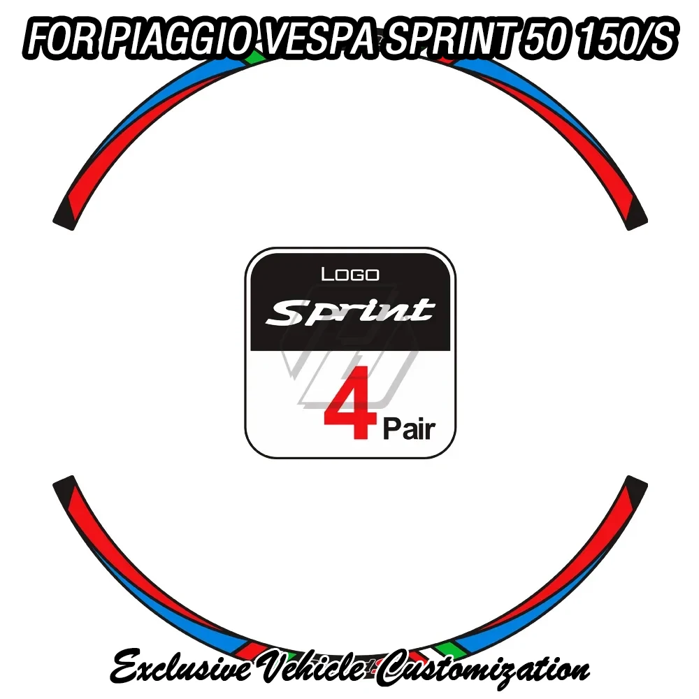 

For Piaggio Vespa Sprint 50 150 150S 12 Inch Wheel Sticker Scooter 12 Inch Wheel Reflective Sticker Kit