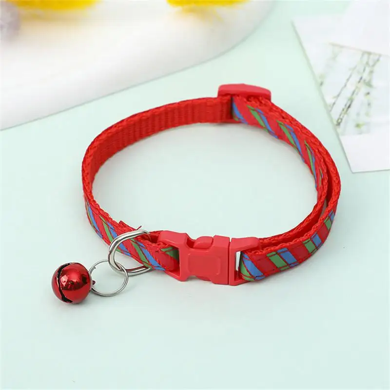 3-1PCS Cat Collar Adjustable Dog Collar With Bell Twill Printed Anti-bite Leather Pet Collars Fashion Cat Pet Accessories