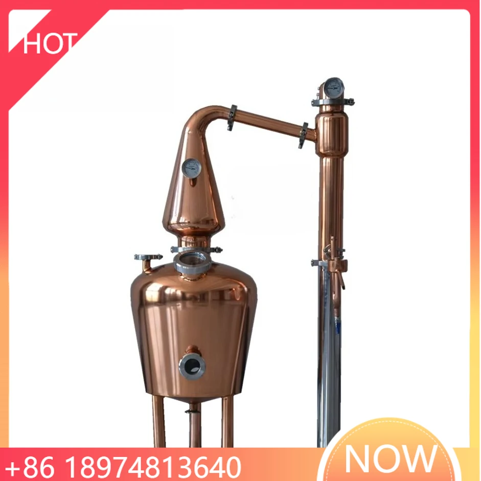 Red Copper Distillation Equipment Moonshine Distillery With Whiskey Helmet