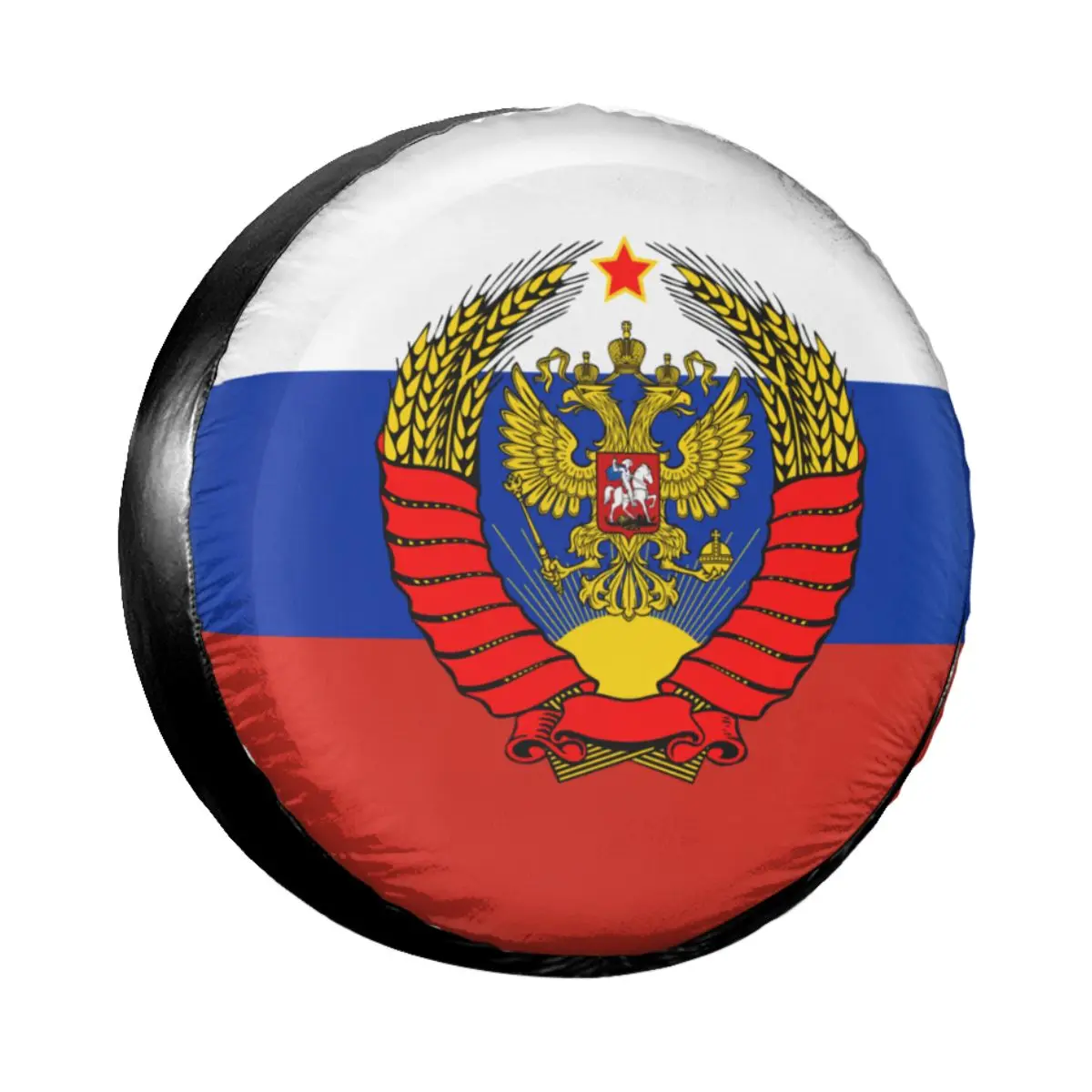 Flag Of Russia With Soviet Eagle Spare Tire Cover for Mitsubishi Pajero Coat of Arms Car Wheel Protectors 14