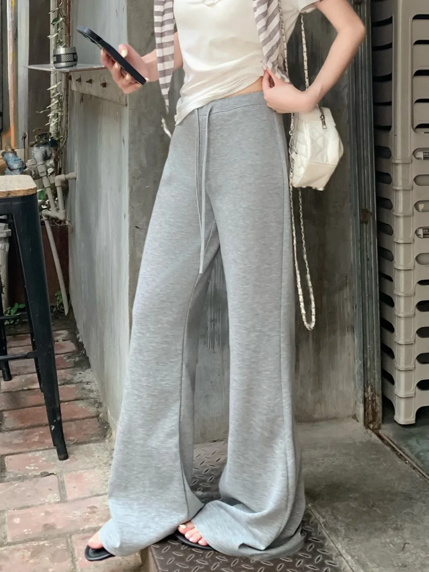 

Alien Kitty повседневные женские брюки, свободные облегающие брюки, новинка лета 2025 года, универсальные хлопковые повседневные брюки-клеш с высокой талией, уличная одежда