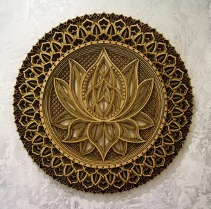 30CM Bohemian Metal Lotus Flower Mandala Wall Art Decoration Wrought Iron Hanging Sculpture Rustic Artwork Ornament for Yoga