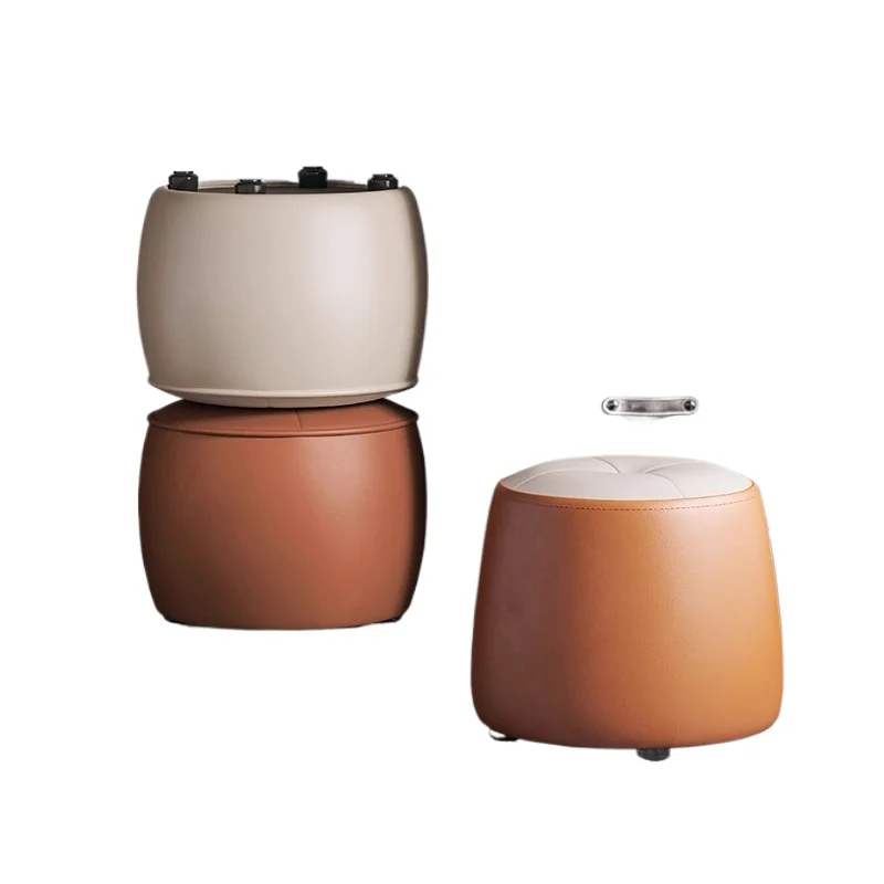 for Home Entryway Shoe Changing Stool Small Footstool Living Room Sofa Leather Pouf Minimalist Modern Decorative Seating