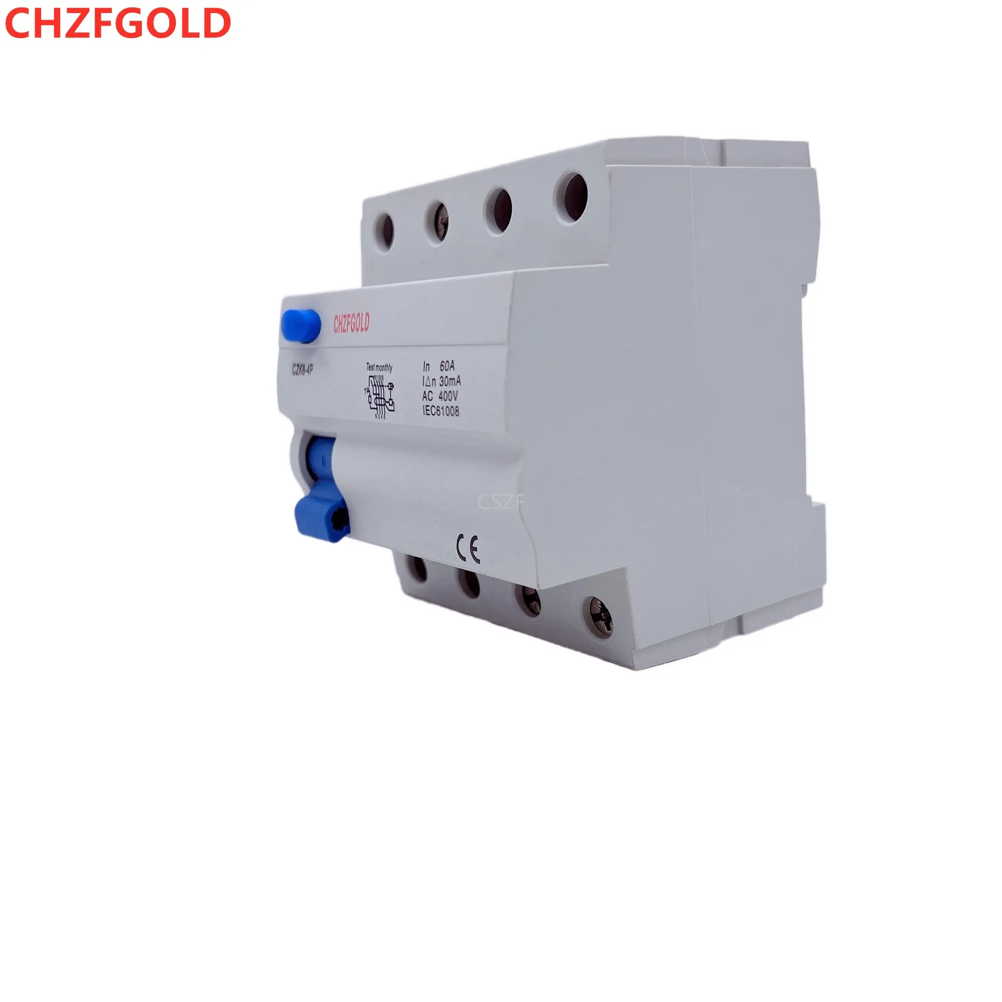 CHZFduo-Disjoncteur de fuite à la terre, 4P, Type B, 240V, RCCB, AC, DC, RCD 16, 20A, 32A, 40A, 50A, 63A, 30mA, 100mA, 300EV, système long UPS