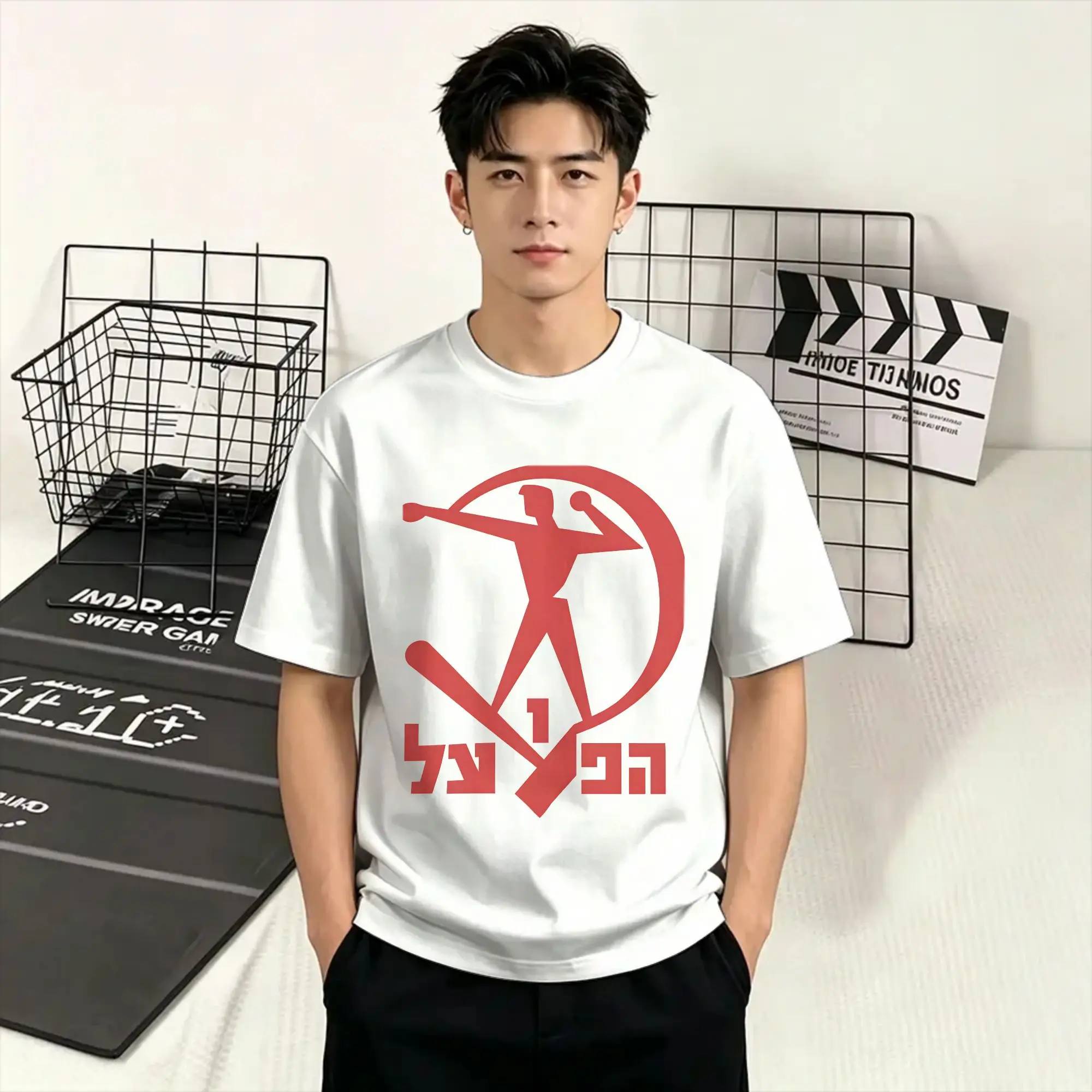 Hapoel Tel Aviv T-Shirt Sommer 100 % Baumwolle T-Shirts für Männer Hip Hop Loose Tee Shirt Kurzarm Y2K Retro Kleidung – Detail 2