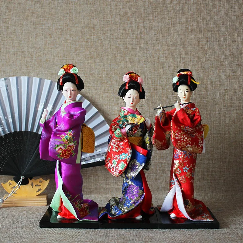 Boneca em miniatura de gueixa japonesa, 24-26cm, com lindo quimono, cultura japonesa, artesanato feito à mão para meninas, presente zl217