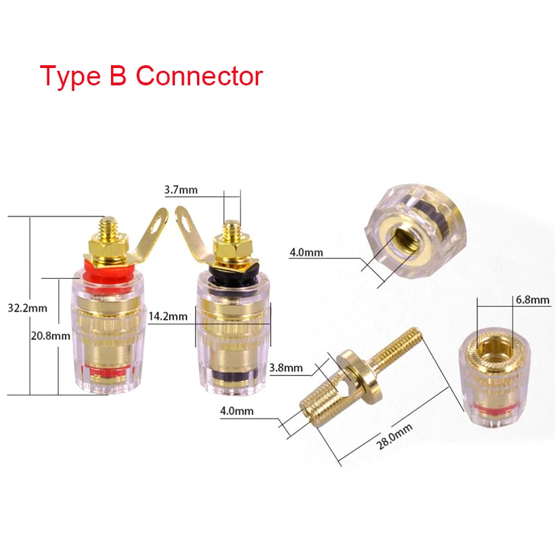 Binding Post Banana conector do soquete, Plug Thread, amplificador médio, terminais de alto-falante, conector de áudio, 4mm, L19