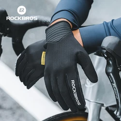 ROCKBROS Winter Cycling Gloves Thermal Windproof Warm Full Finger Gloves Touch Screen Men Women Outdoor Sports Bicycle Gloves