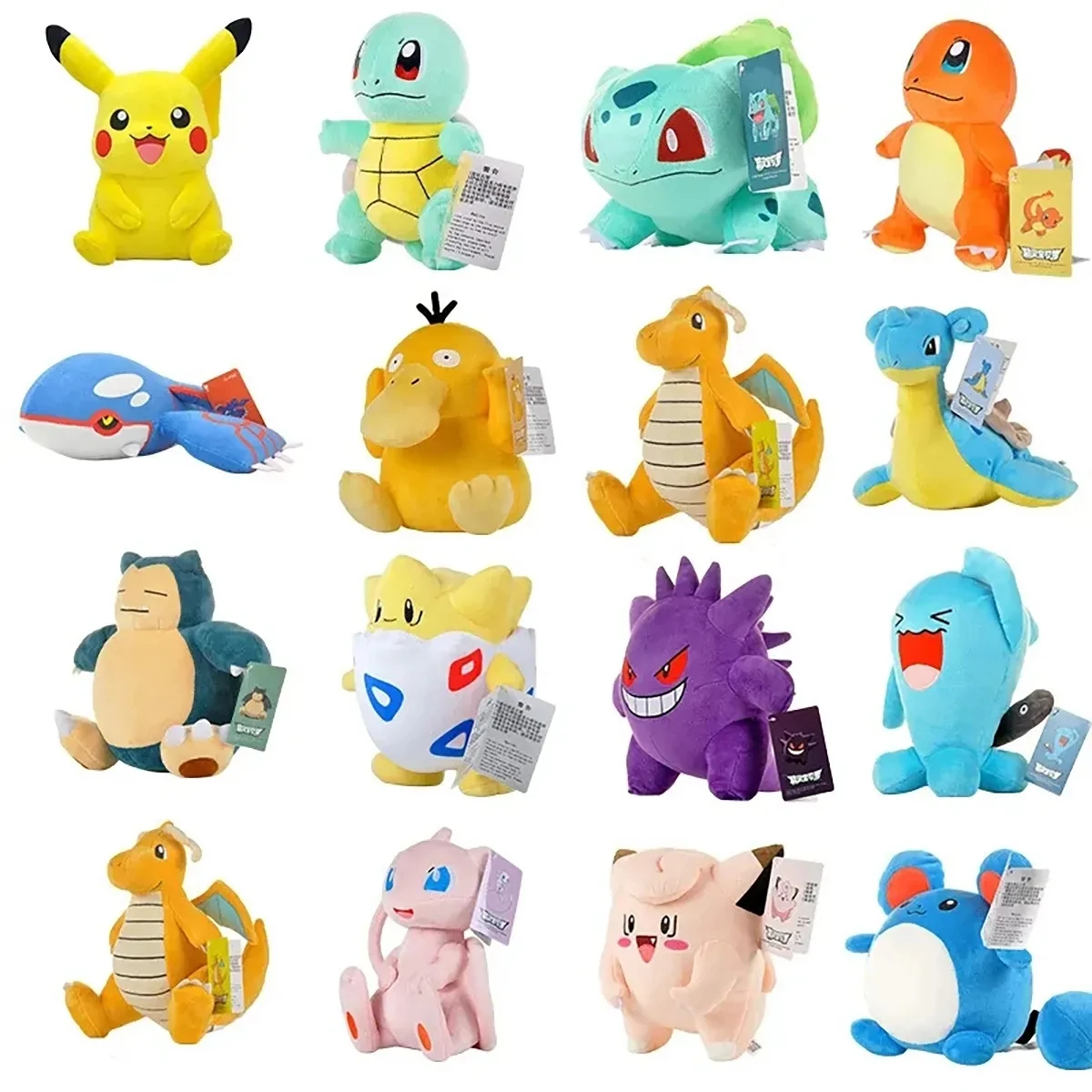 30CM Pokemon Plush Stuffed Toy Pikachu Psyduck Gengar Genuine Bulbasaur Plush Doll Soft Kawaii Cartoon Toys For Kids Gifts