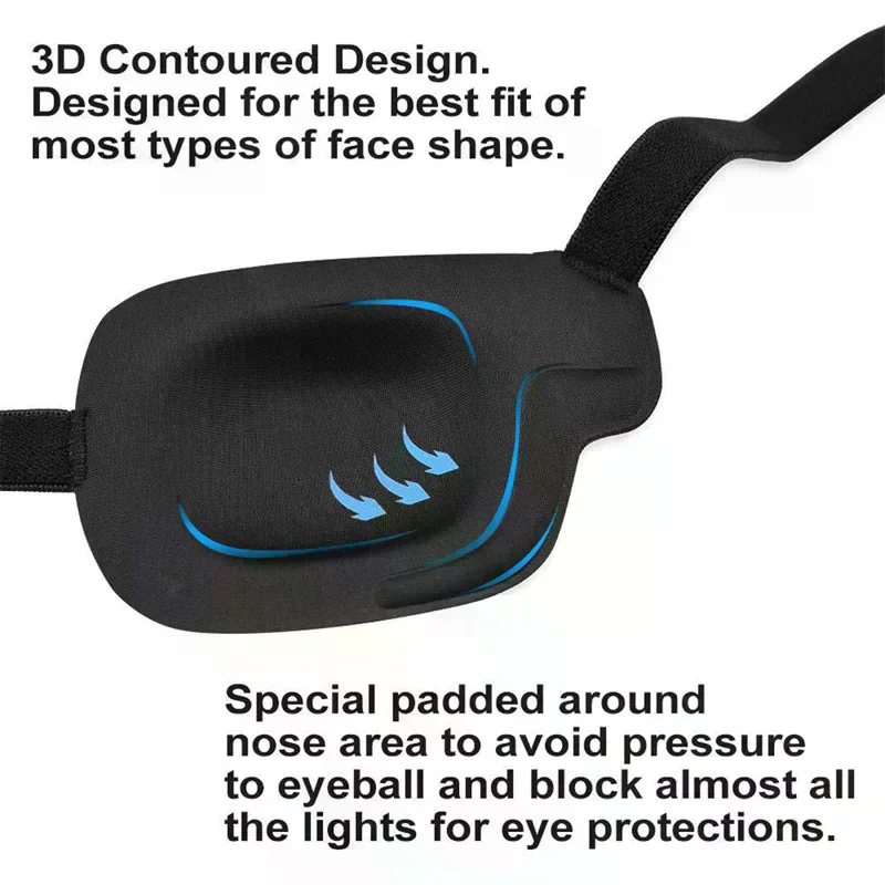/YOV/1PCS Black Single Eye Patch Adjustable 3D Foam Groove Eyeshades for Lazy Eyes Concave Patch