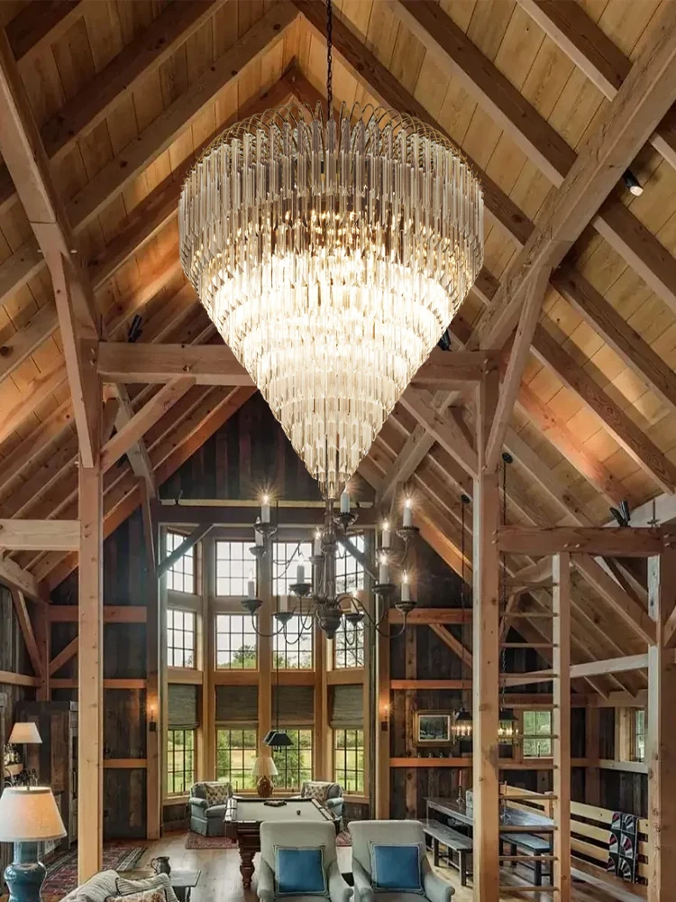 

Pendant Glass Chandeliers Lobby Staircase Classic Glass Hanging Lamps for High Ceiling European Living Room Italy Design Lustre