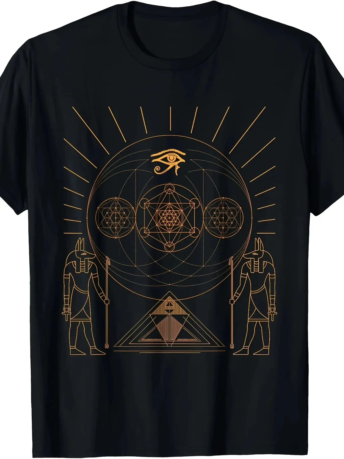 

Anubis & Kemmit Egyptian Gods & Eye of Horus T-Shirt 100% Cotton O-Neck Short Sleeve Summer Casual Mens T-shirt Streetwear