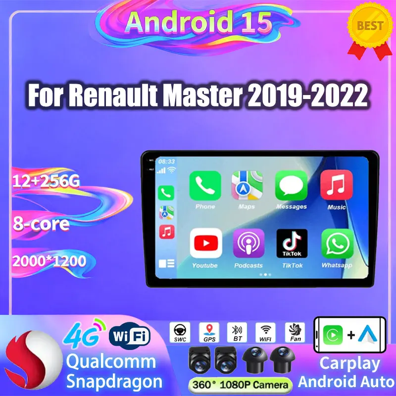 Car Radio Auto For Renault Master 2019 2020 2021 2022 Multimedia Video Player GPS Navigation Wireless Carplay NO 2Din DVD Player