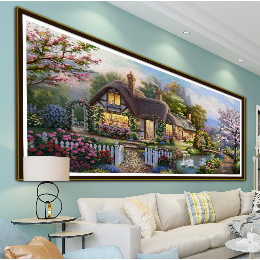 DIY Kits Garden Cabin Cross Stitch 11CT 9CT Home Landscape Decorative Painting Embroidery Printed Cloth Needlework Handicraft