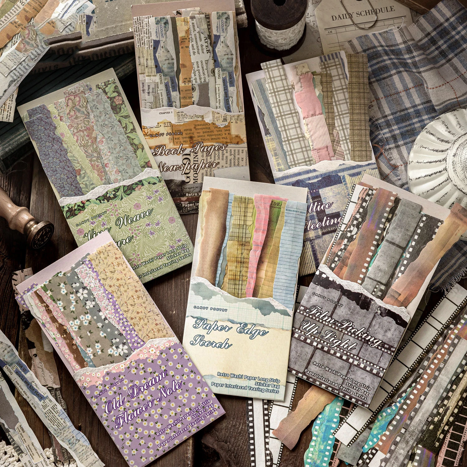 Paper Torn Series Vintage Flower Film Landscape Sticker Creative DIY Journal Material Collage Scrapbooking Stationery