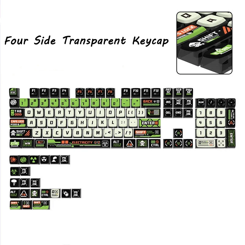 

Mechanical Keyboards 125 Keys Keycap Set Doomsday Sky Theme Keycaps Four Side Transparent Keycap PBT Material Durable Keycaps