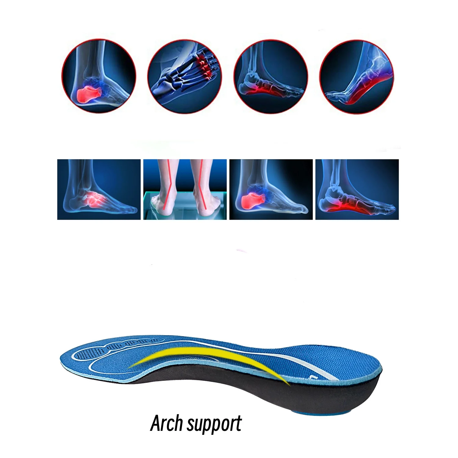 Arch Support Flat Foot Orthopedic Insoles Massage Tpu Insole For Men Women Shock-absorbing Insoles
