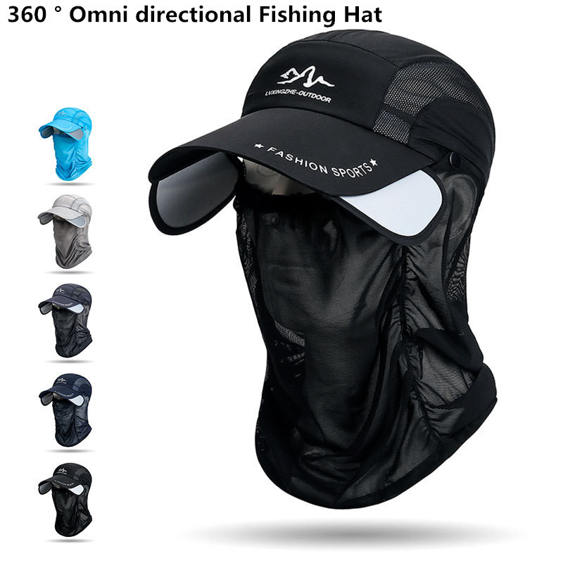  360 ° portable fishing sun hat, outdoor cycling and hiking sun protection, detachable and adjustable fishing equipment 