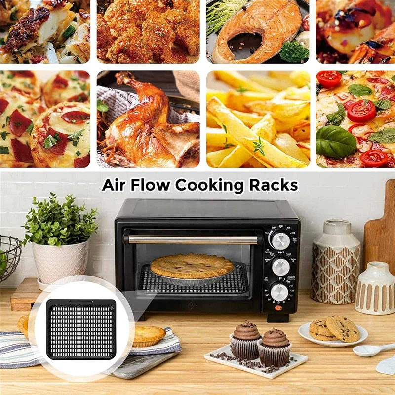 قطعتان من ملحقات مقلاة الهواء لرف الطبخ الشبكي 10 كيو تي، فرن مقلاة الهواء، آمن للاستخدام في غسالة الأطباق (10 كيو تي)