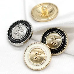 HENGC 15/18/20/23mm Round Bow Gold Metal Buttons for Clothing Vintage Women Coat Suit Cardigan Windbreaker Handmade Decorations