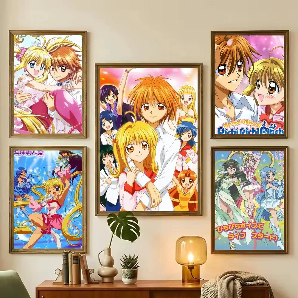 Anime Mermaid Melody Painting Calligraphy Stylish Wall Art Poster, Bedroom Living Room Home Decor Gift