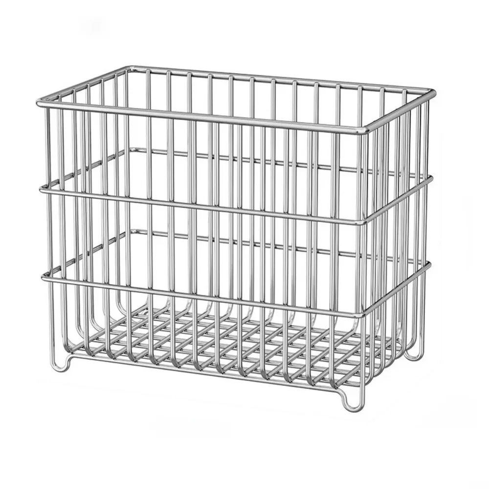 

New Stainless Steel Kitchen Drain Basket Square Space-saving Wire Snack Organizer Household Large Capacity Multi-Functional Rack