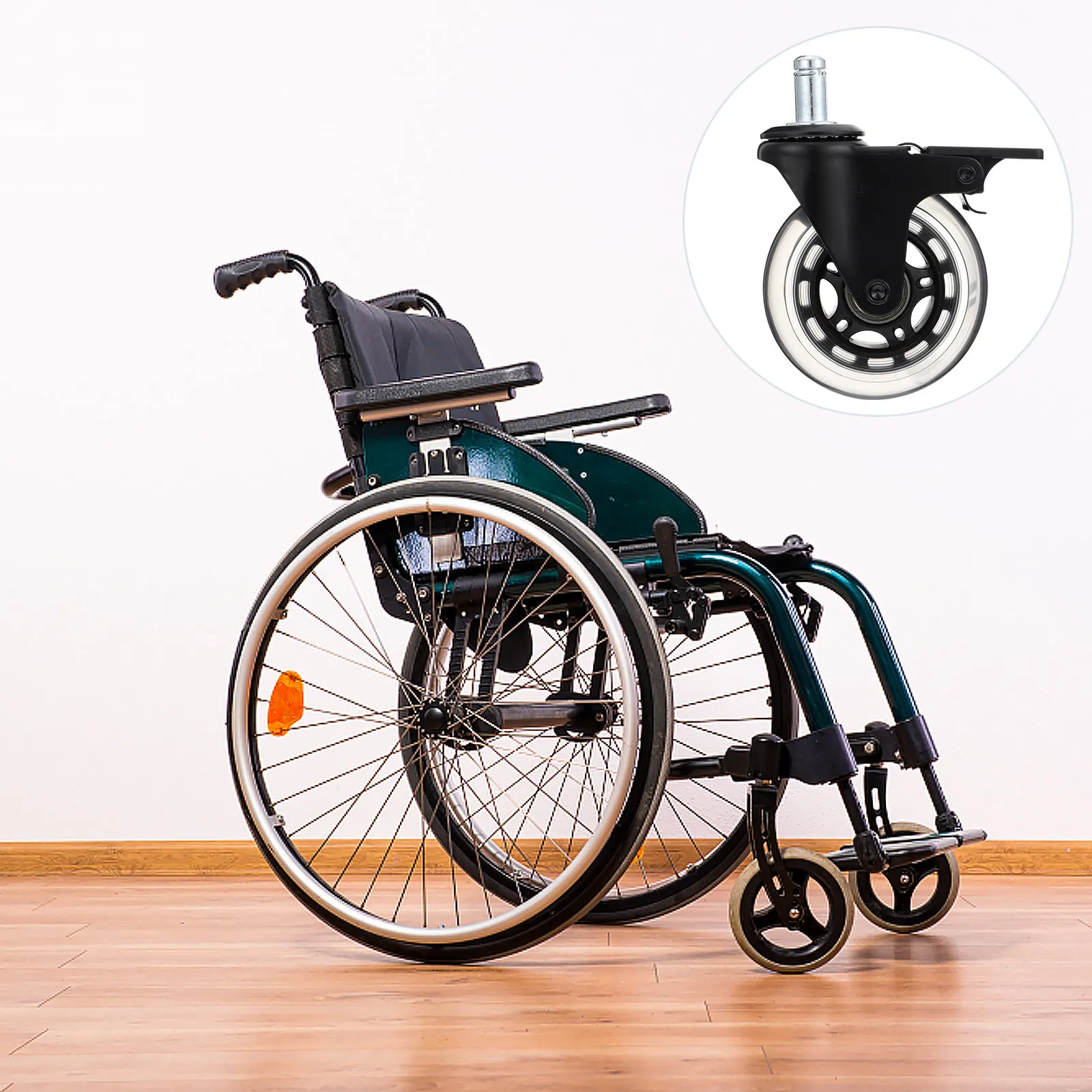 5Pcs Floor-Protecting Silent Smooth-Rolling Swivel Caster Wheels 360 Degree for Laminate Tile Furniture Cabinet Chair