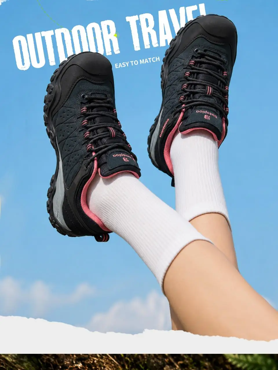 Baasploa Damen-Wanderschuhe, Wildleder, wasserdicht, Trekking-Sneaker, Damen-Sneaker, bequem, rutschfest, verschleißfest, Outdoor-Sneaker – Detail 5