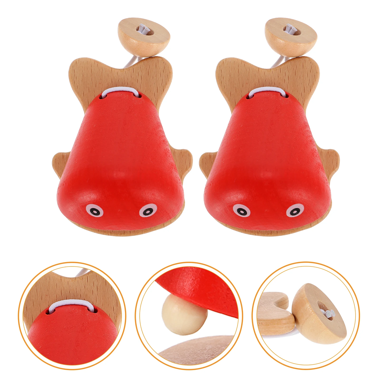 Altavoz de pescado de juguete para niños, castañuelas para el hogar, música, resistente al desgaste, instrumento de percusión infantil de madera, 2 uds.