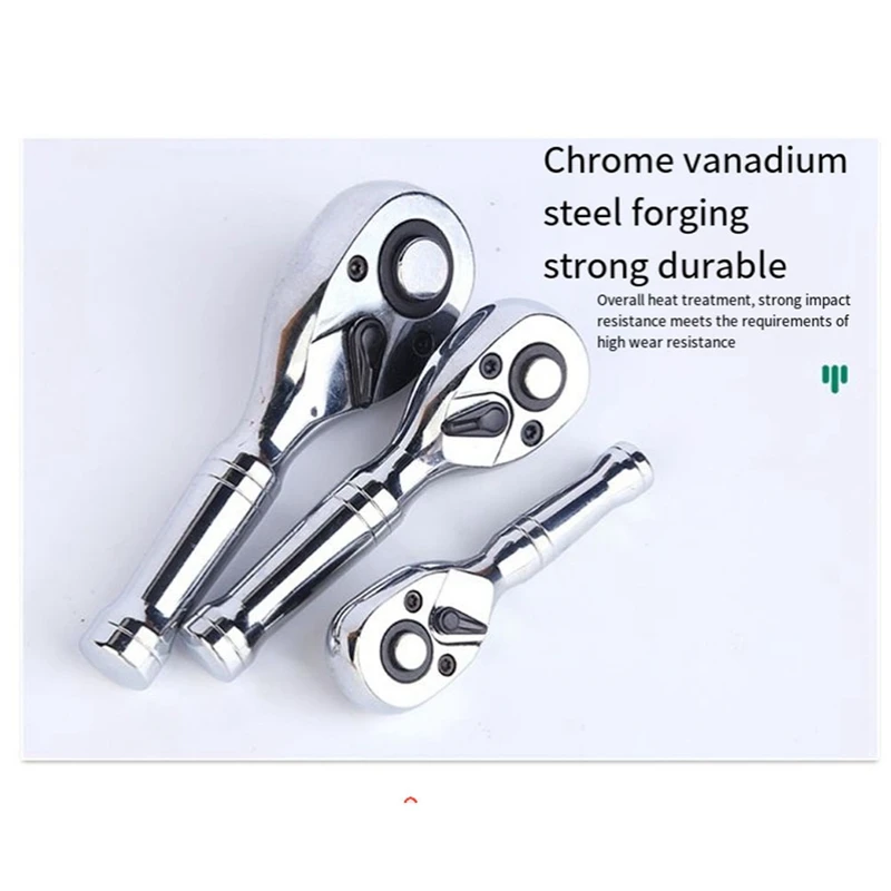 1 Piece 1/4Inch Quick Socket Ratchet Wrench Two-Way Short Handle 72 Teeth Spanner Mini Automotive Hand Repair Tools