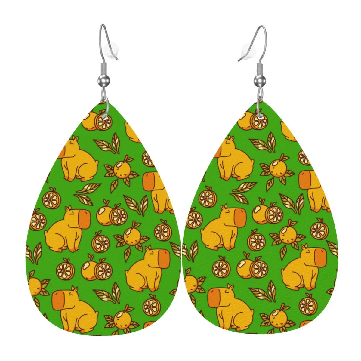 Custom Capybara Leather Earrings for Women Teardrop Dangle Earrings Jewelry Accessories