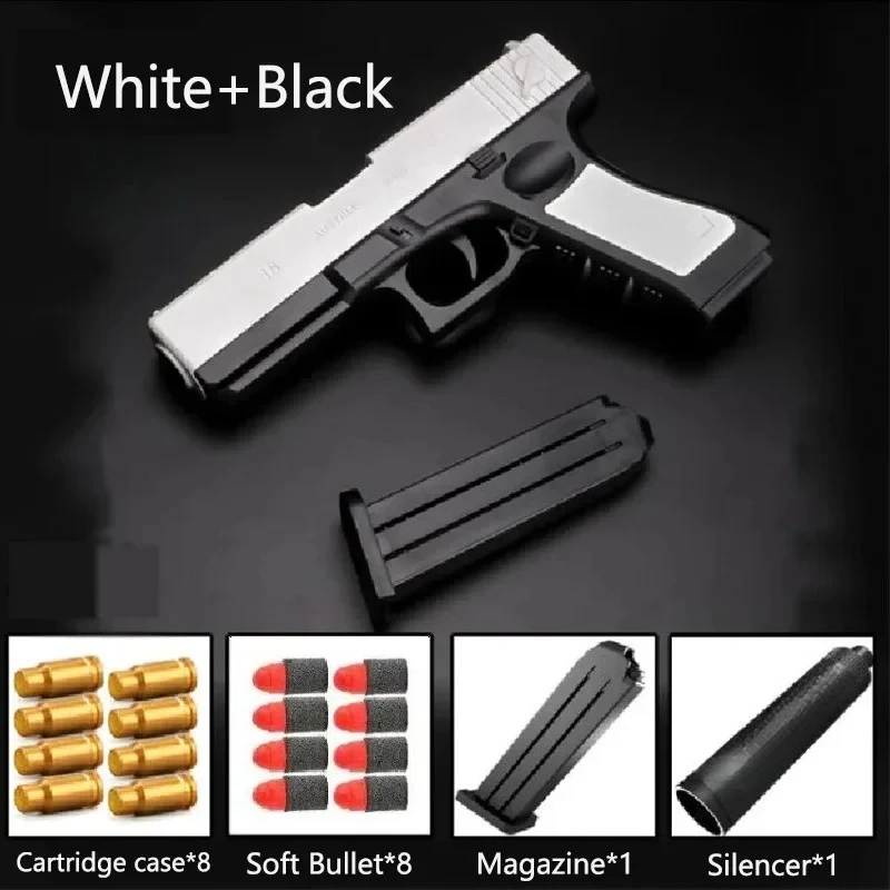 

Newest 18 Shell Ejecting Pistol Soft Bullet Toy Gun Weapon Children Armas Shoot Outdoor Game Boys gift