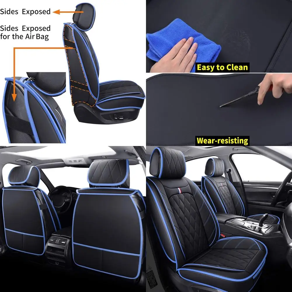 

Front Seat Covers for Cars, Waterproof Leather for Nissan Chevy Malibu Kia Soul Sorento Hyundai Elantra Tucson Accent Sonata Kon