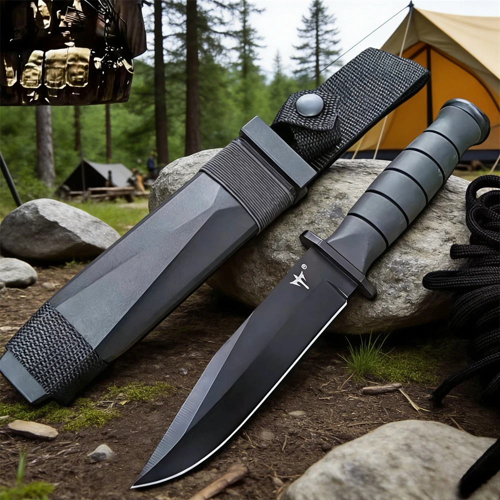 

Нож для выживания и туризма с лезвием из стали 7Cr13MoV высокой твердости, рукояткой из ABS-пластика, прямой, тактический, для самообороны, портативный инструмент