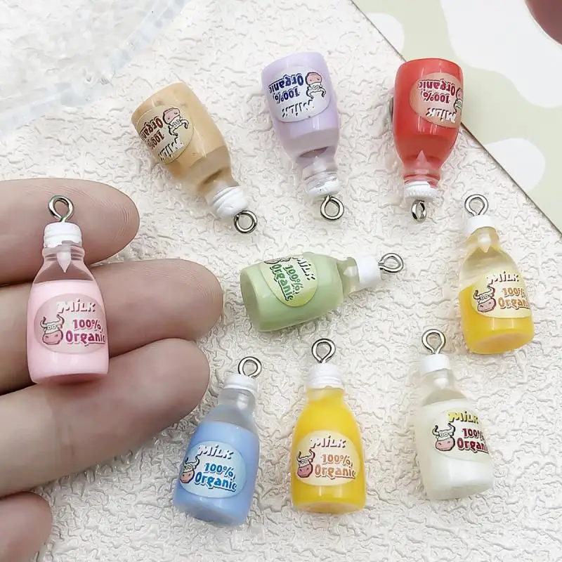 15pcs Random Resin Bottle Pendants for Jewelry Making, mini Beverage Bottle Pendants, for Bracelet Necklace Earring Craft