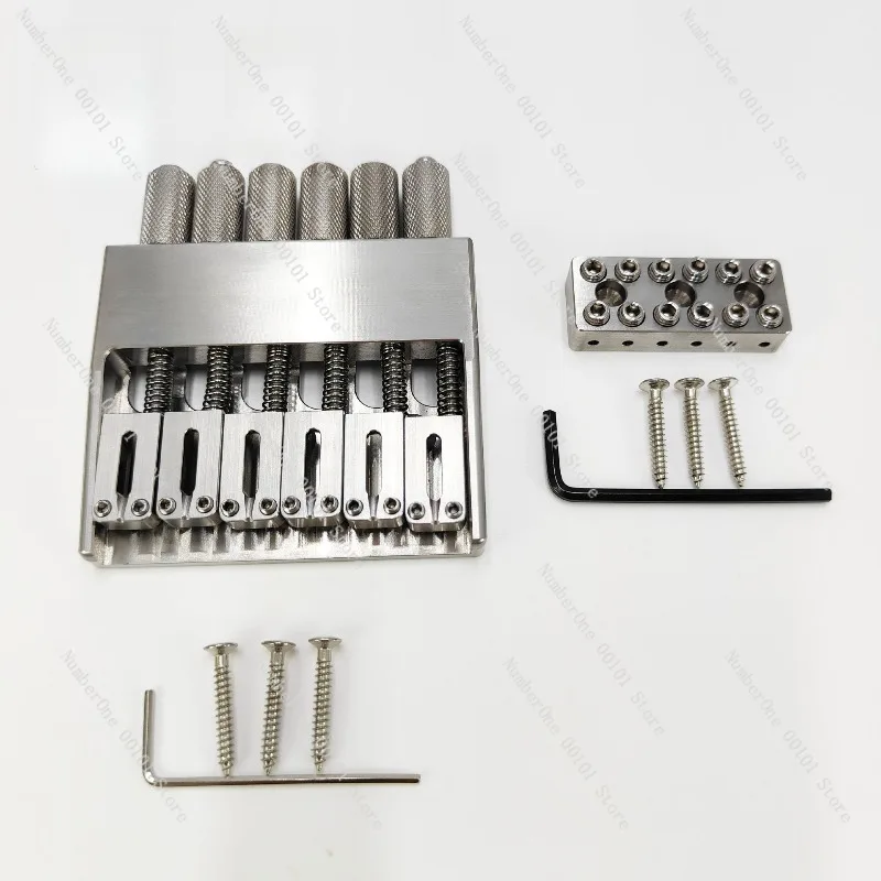 Stainless Steel Headless Electric Guitar Fixed Bridge Upper and Lower Bridge Headless Guitar Bridge Tailpiece Guitar Tailpiece