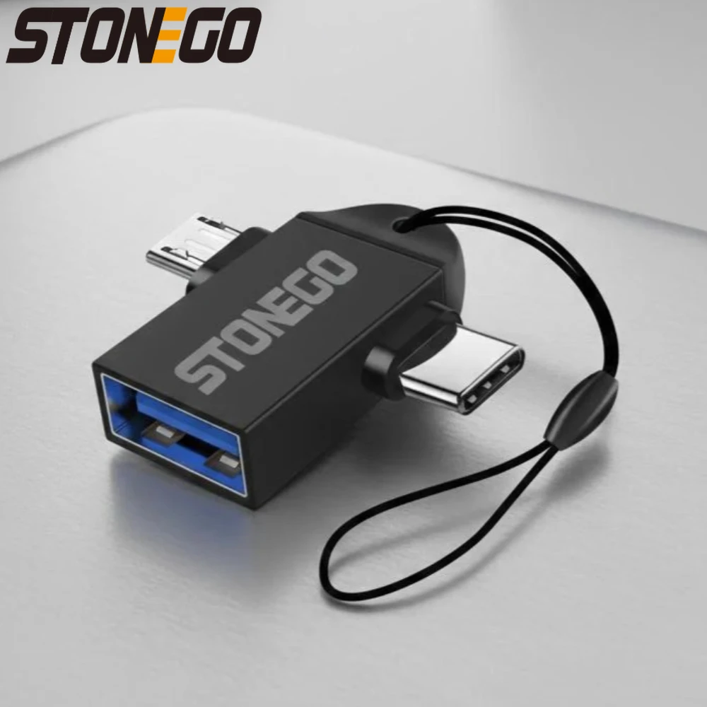 

2 in 1 OTG Adapter USB 3.0 Female to Micro USB Male and USB C Male Aluminum Alloy Converter for Mobile Phones