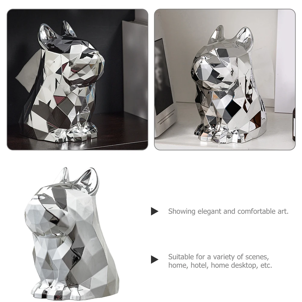 

Creative Art Decorative Tissue Box Luxury Plated French Bulldog Napkin Holder Silver Refillable Paper Towel Dispenser for Home