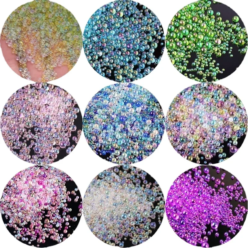 50g Colorful Mix Water Bubble Bead Caviar Beads 1-3mm UV Resin Filling Assorted Water Drop Glass Beads Charms 3D Nail DIY Craft