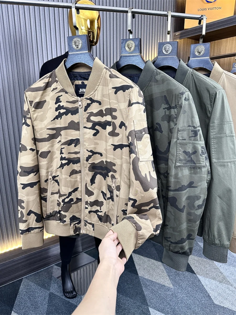 

Fashionable Men's Baseball Collar Jacket Autumn Collection Trendy Oversize Urban Style Long Sleeve Casual Outerwear Coat
